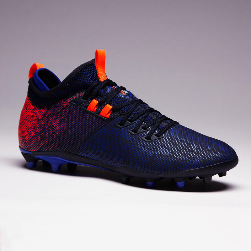 Chaussure de football adulte terrains secs Agility 900 Mid FG bleue orange