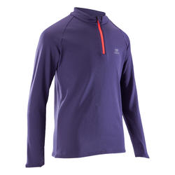 maillot manches longues athlétisme enfant run warm violet foncé