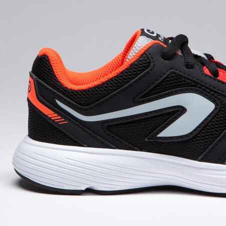 RUN SUPPORT SHOES CHILDREN'S ATHLETICS SHOES WITH LACES BLACK GREY RED