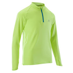 Maillot manches longues Athlétisme enfant run warm jaune fluo