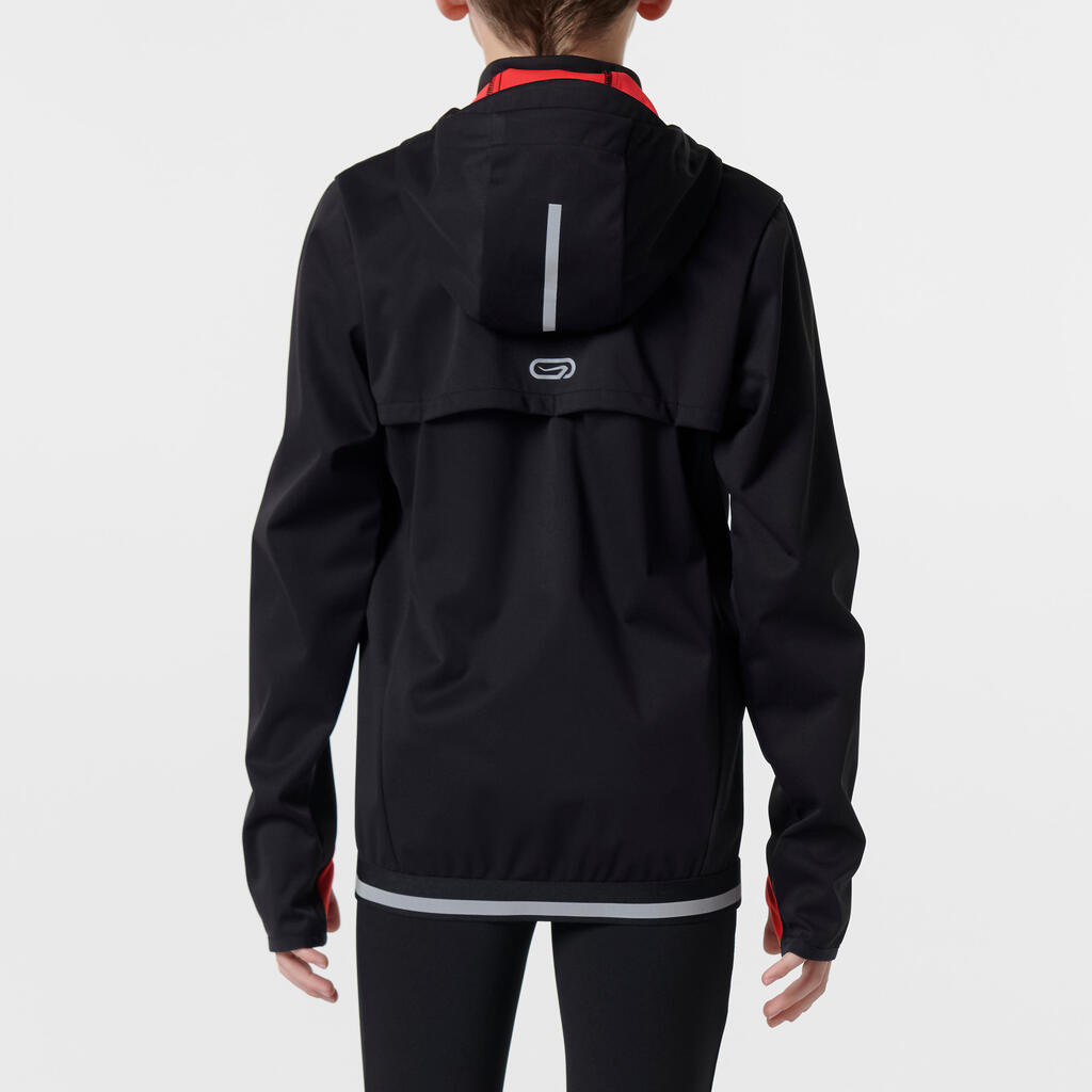 Laufjacke warm Leichtathletik Kinder grau/orangerot