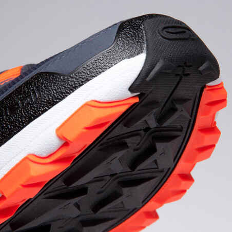 KIDS KIPRUN GRIP RUNNING & ATHLETICS SHOES - GREY AND BLACK NEON ORANGE