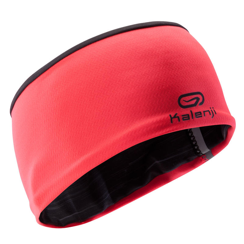 Bandeau réversible hiver athlétisme enfant corail imprimé noir Bandeau réversible hiver athlétisme enfant corail imprimé noir