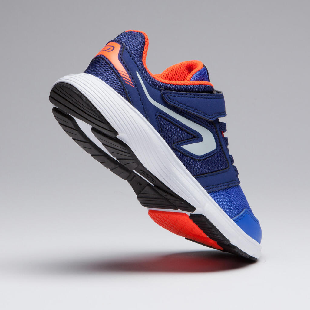 Laufschuhe Leichtathletik Run Support Klettverschluss Kinder blau/neonkoralle