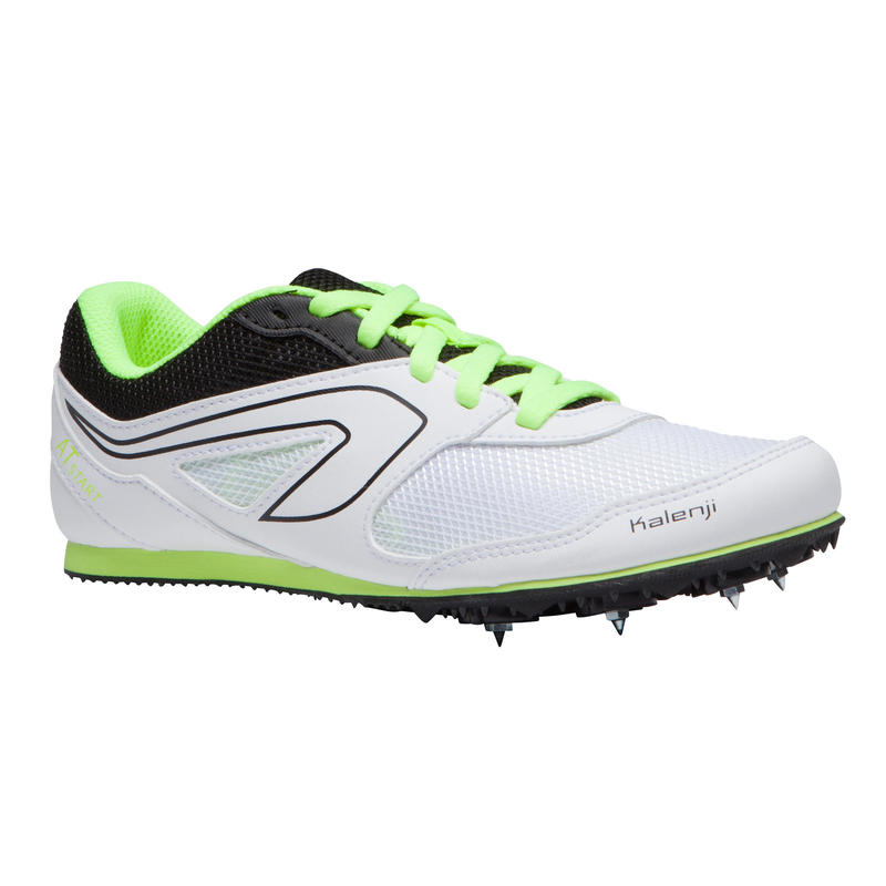 ESPADRILLE D'ATHLÉTISME À POINTES POLYVALENTE ENFANT ET ADULTE BLANC JAUNE ESPADRILLE D'ATHLÉTISME À POINTES POLYVALENTE ENFANT ET ADULTE BLANC JAUNE