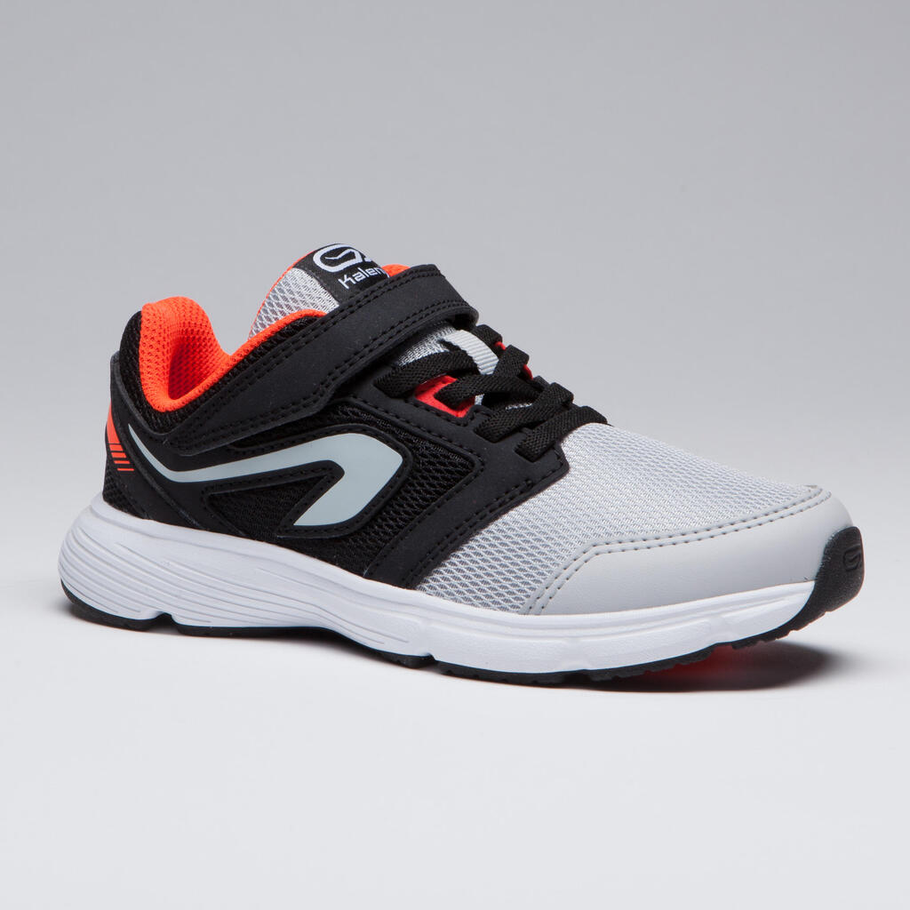 RUN SUPPORT RIP-TAB CHILDREN'S ATHLETICS SHOES - BLACK GREY ORANGE FLUO