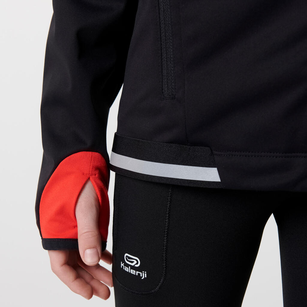 Laufjacke warm Leichtathletik Kinder grau/orangerot