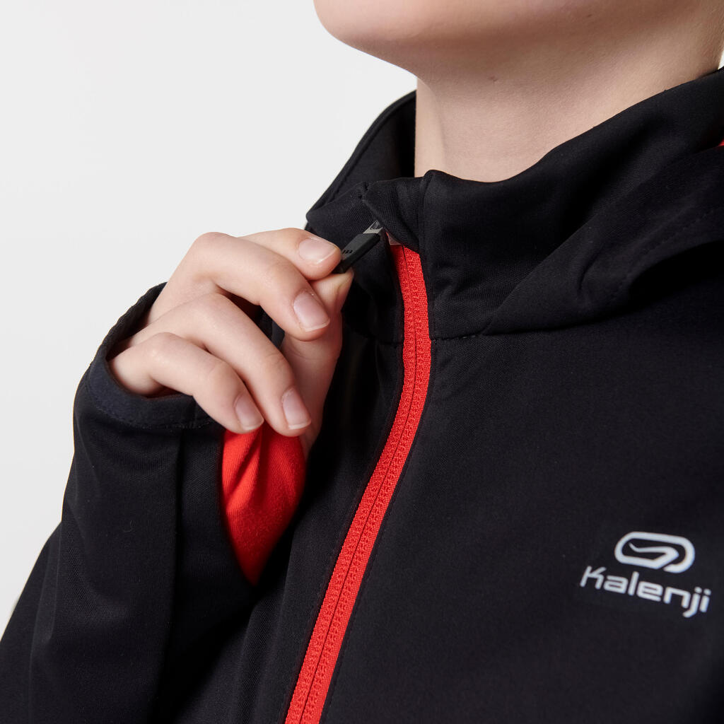 Laufjacke warm Leichtathletik Kinder grau/orangerot