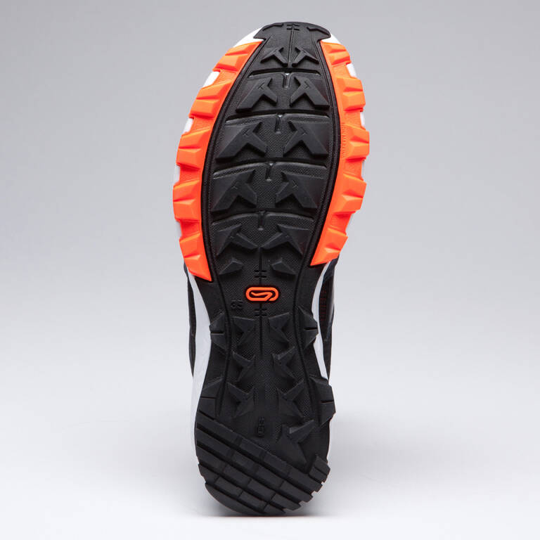 KIDS KIPRUN GRIP RUNNING & ATHLETICS SHOES - GREY AND BLACK NEON ORANGE