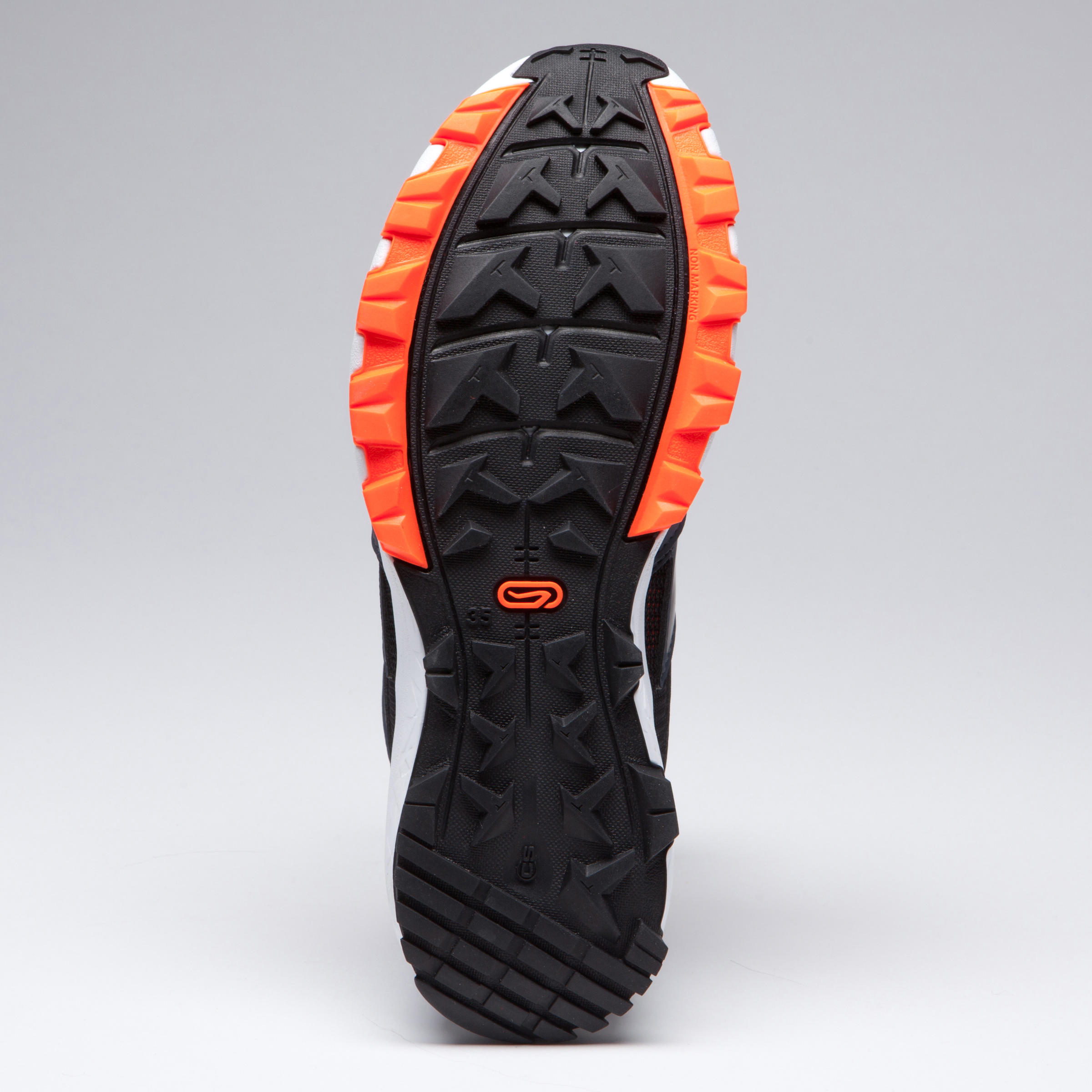 KIDS KIPRUN GRIP RUNNING & ATHLETICS SHOES - GREY AND BLACK NEON ORANGE 12/13