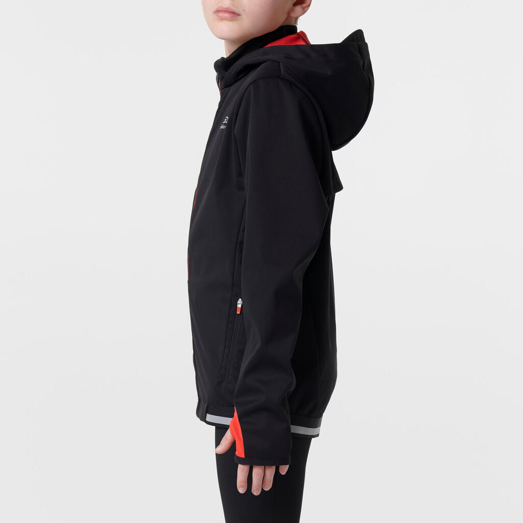 Laufjacke warm Leichtathletik Kinder grau/orangerot