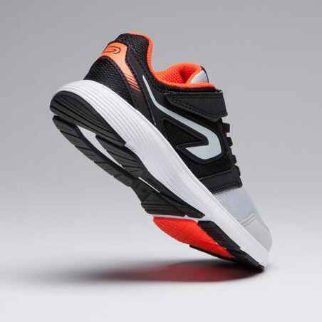 RUN SUPPORT RIP-TAB CHILDREN'S ATHLETICS SHOES - BLACK GREY ORANGE FLUO