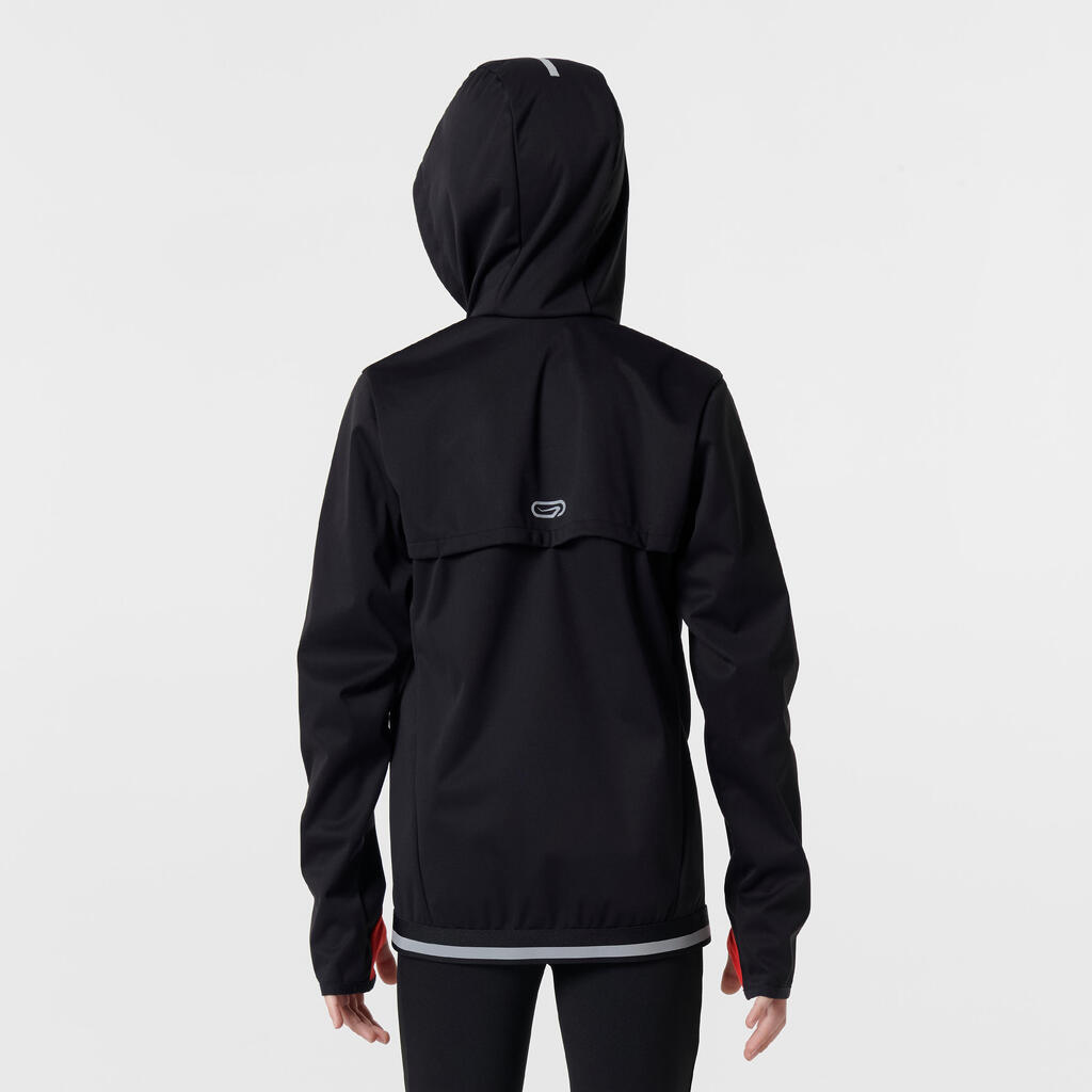 Laufjacke warm Leichtathletik Kinder grau/orangerot