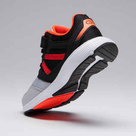 RUN SUPPORT RIP-TAB CHILDREN'S ATHLETICS SHOES - BLACK GREY ORANGE FLUO