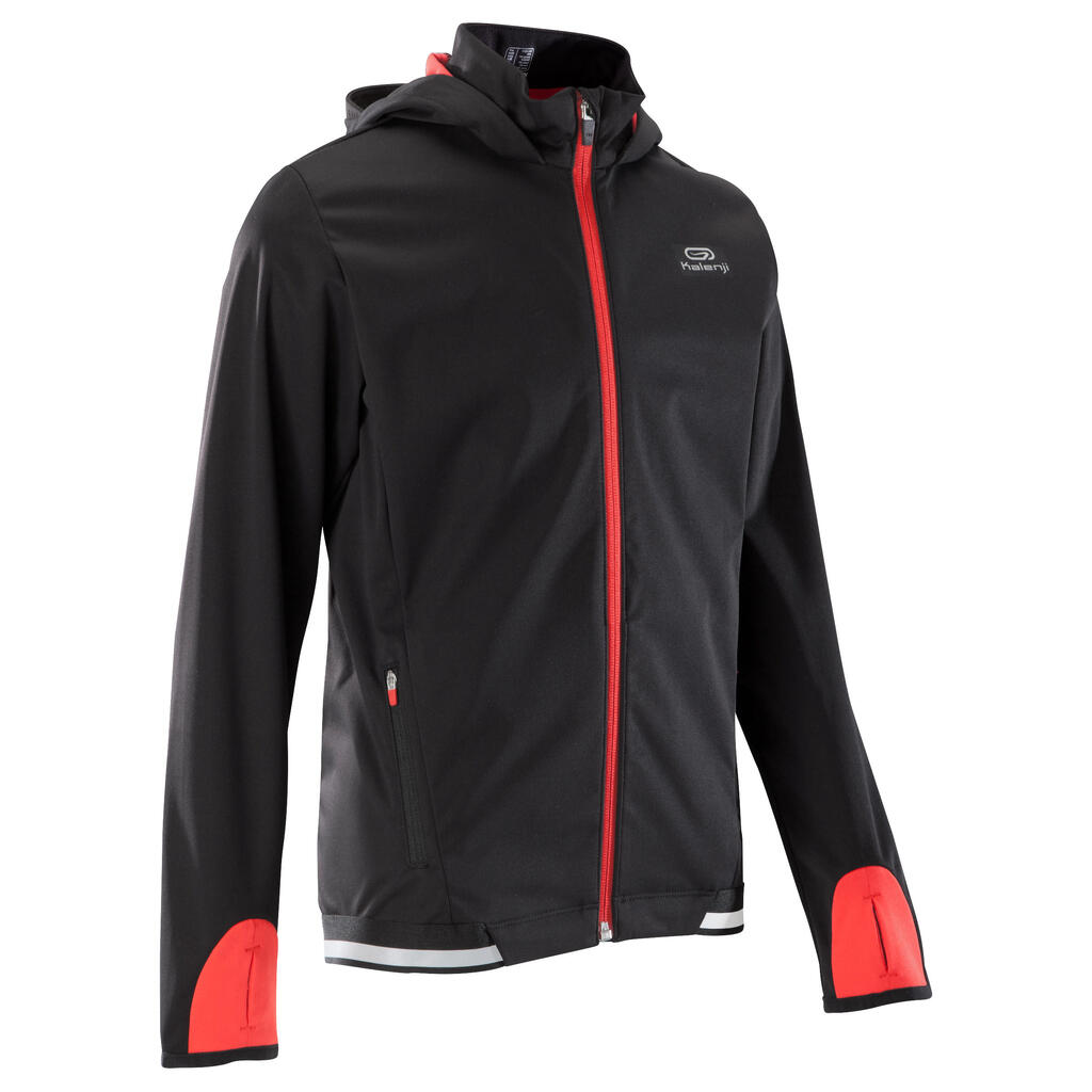 Laufjacke warm Leichtathletik Kinder grau/orangerot