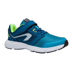 CHAUSSURE ATHLÉTISME ENFANT RUN SUPPORT SCRATCH BLEU JAUNE FLUO