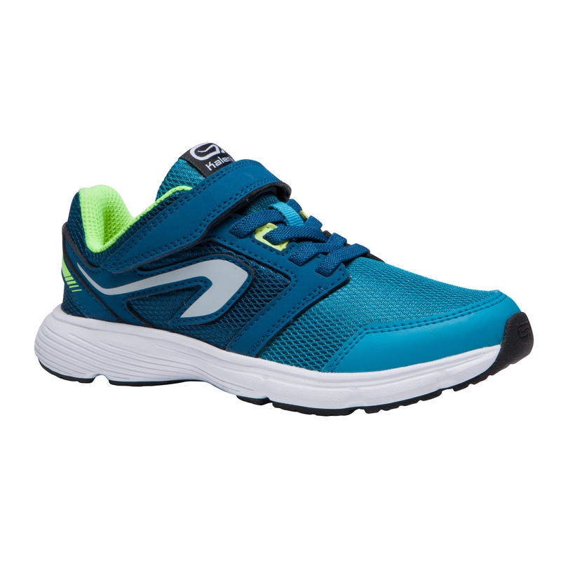 ESPADRILLE ATHLÉTISME ENFANT RUN MAINTIEN AUTOAGRIPPANT BLEU JAUNE FLUO ESPADRILLE ATHLÉTISME ENFANT RUN MAINTIEN AUTOAGRIPPANT BLEU JAUNE FLUO