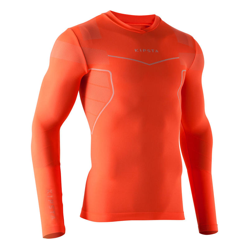 Keepdry 500 Adults' Soccer Long-Sleeved Base Layer - Neon Orange Keepdry 500 Adults' Soccer Long-Sleeved Base Layer - Neon Orange