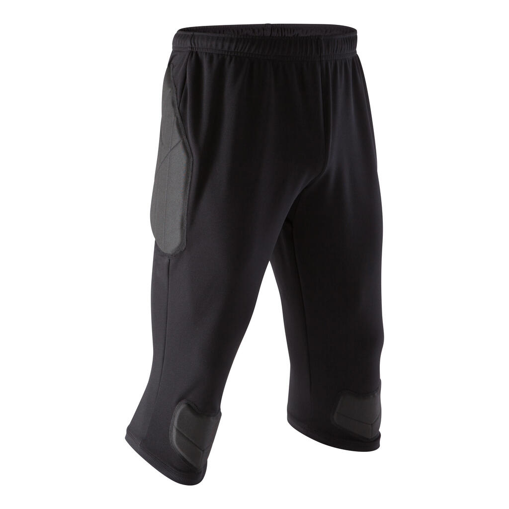 PANTALONE ZA FUDBALSKOG GOLMANA F100 3/4 ZA ODRASLE - CRNE