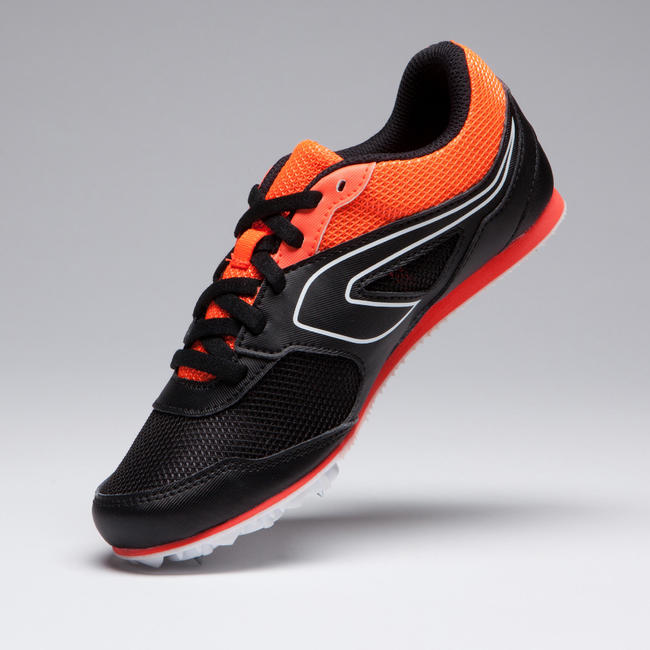 CHILDREN AND ADULTS MULTIPURPOSE ATHLETICS SHOES WITH SPIKES BLACK RED