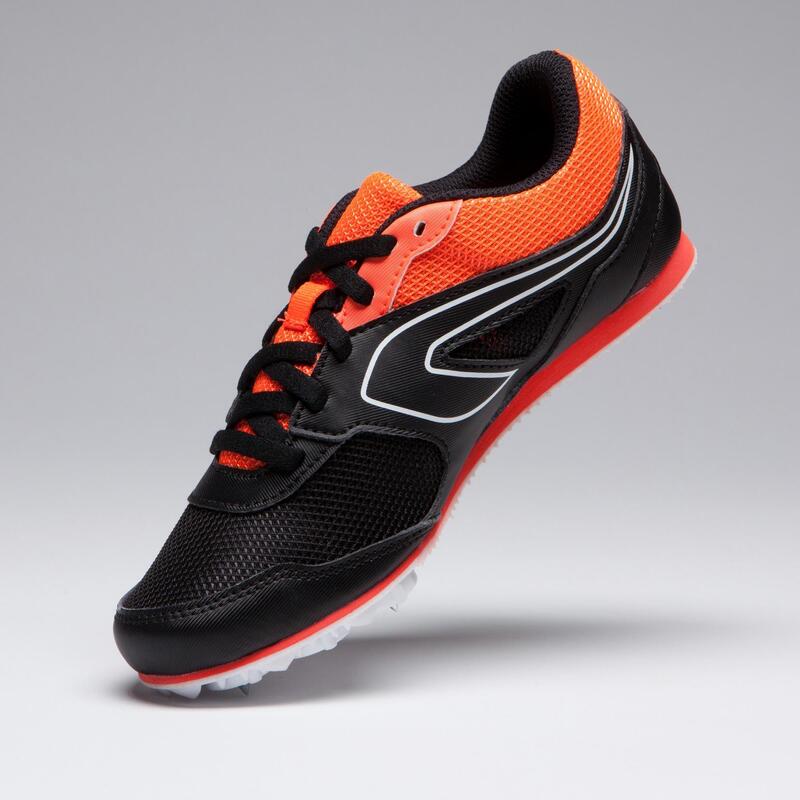 CHAUSSURES D'ATHLETISME A POINTES POLYVALENTES ENFANT ET ADULTE NOIRES ROUGES