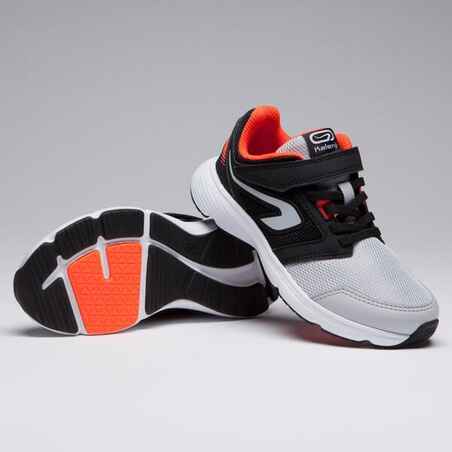 RUN SUPPORT RIP-TAB CHILDREN'S ATHLETICS SHOES - BLACK GREY ORANGE FLUO