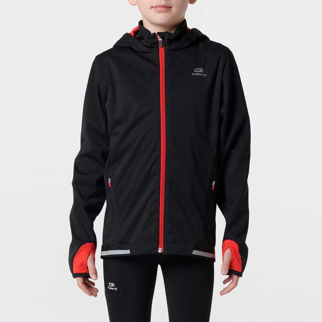 Laufjacke warm Leichtathletik Kinder grau/orangerot