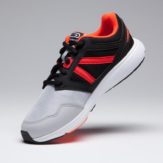 KID'S RUNNING SHOES RUN SUPPORT LACES GREY