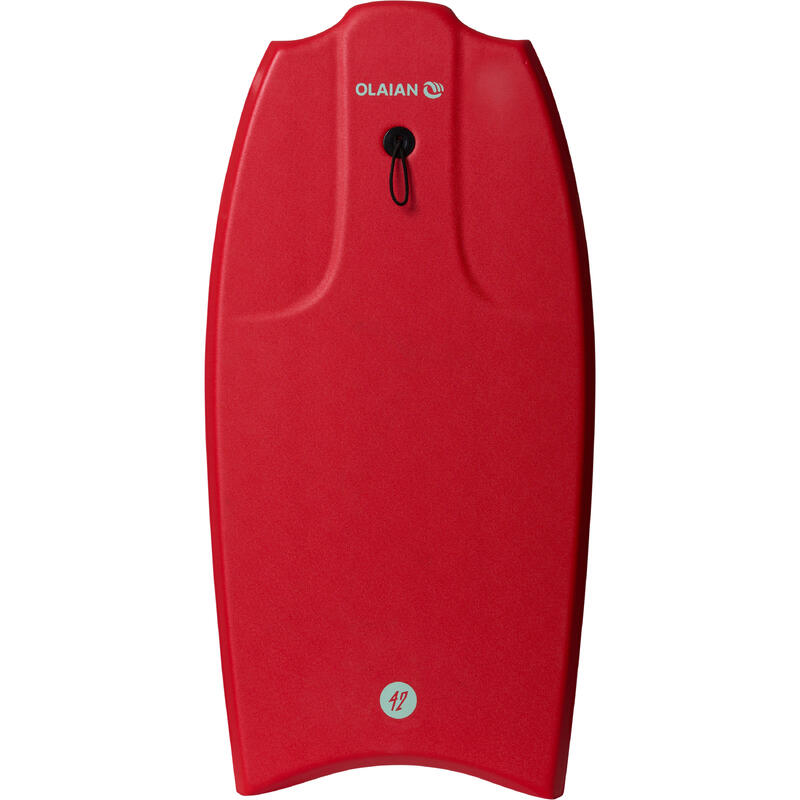 BODYBOARD 100 rouge 1,65m-1,85m 42" avec semelle de glisse et leash