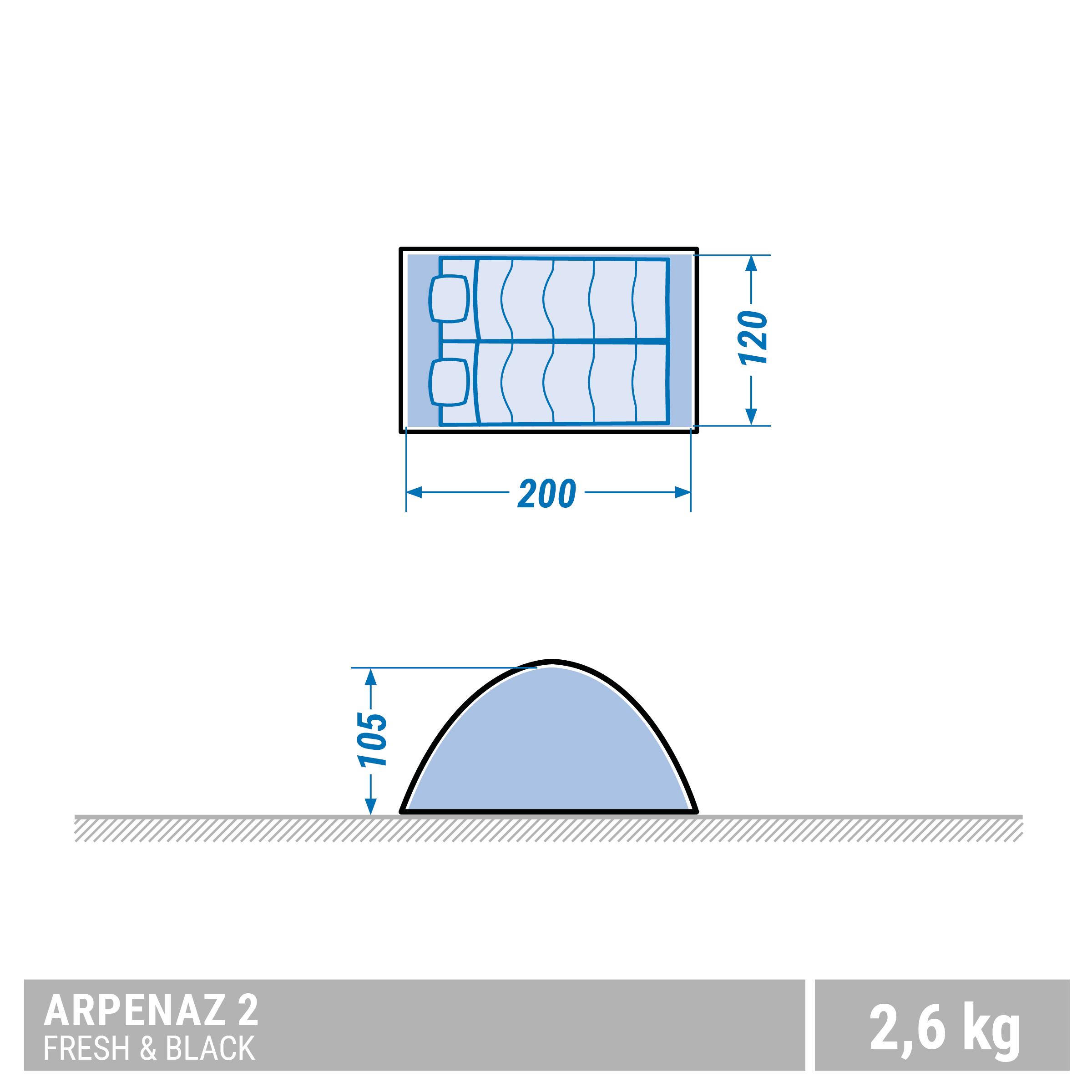 

Camping Tent Arpenaz - Fresh&Black - 2 Person -  By QUECHUA | Decathlon