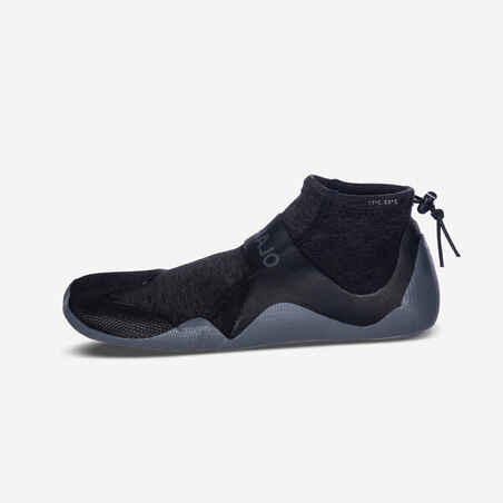 Sivi in črni nizki čevlji iz 2-mm neoprena za deskanje na valovih 500