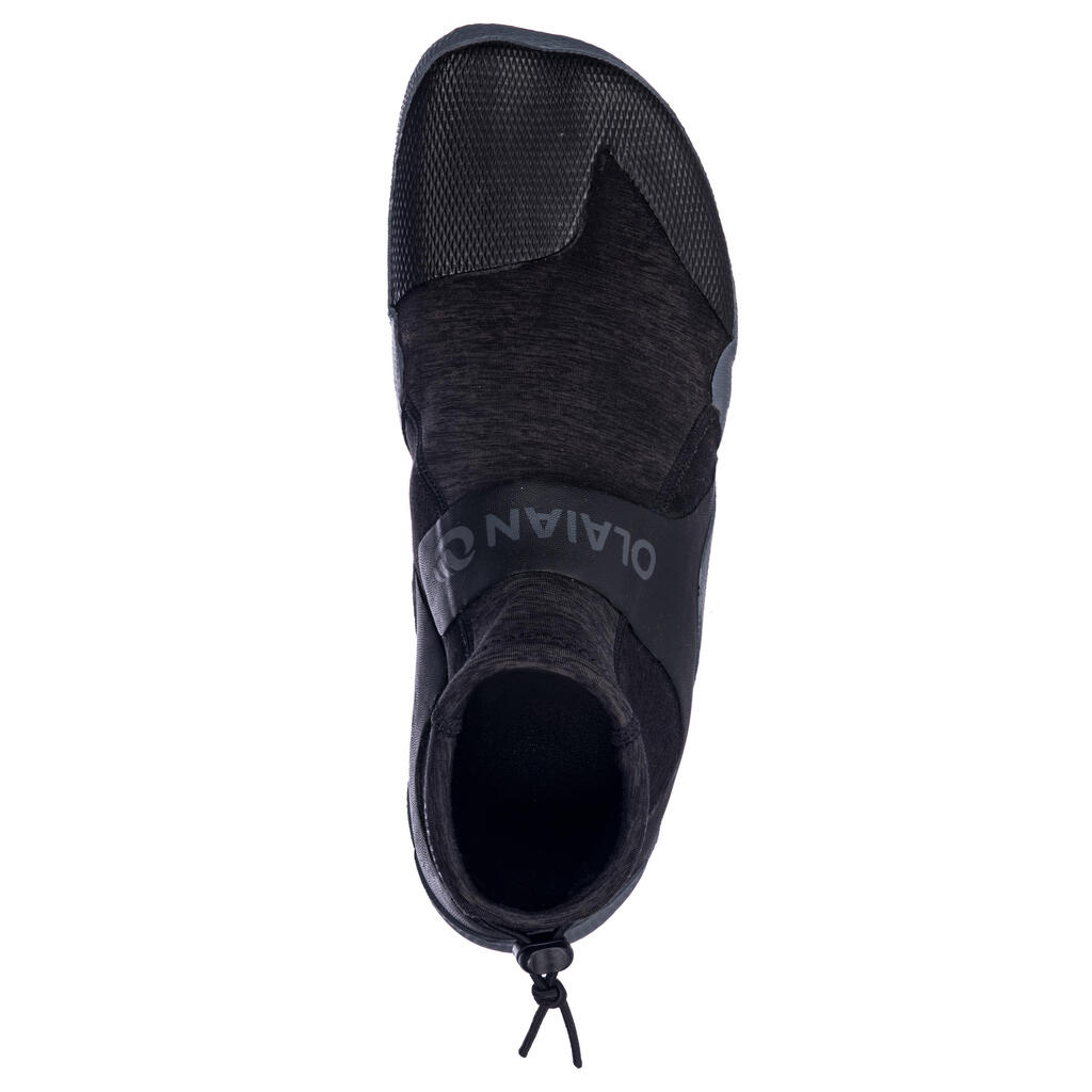 Nízka obuv na surf 500 neoprén 2 mm sivo-čierna