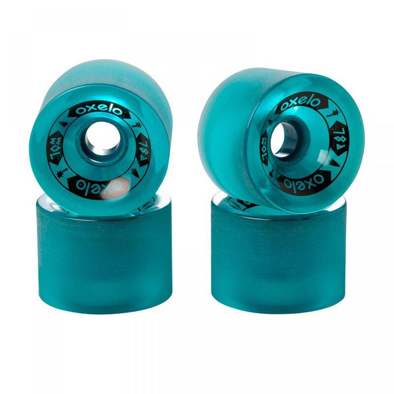 70 mm 78A Longboard or Cruiser Wheels 4Pack Dark Green Decathlon