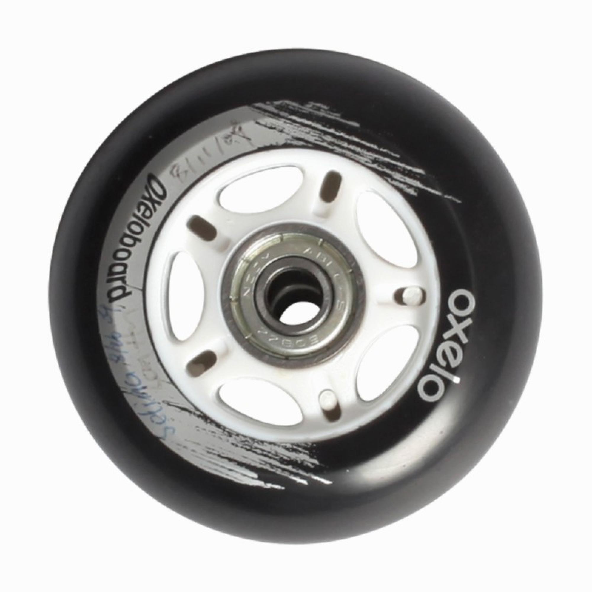 Set Of 2 White Wheels With Silver Hub - 76mm Replacement Wheels For Razor RipRider