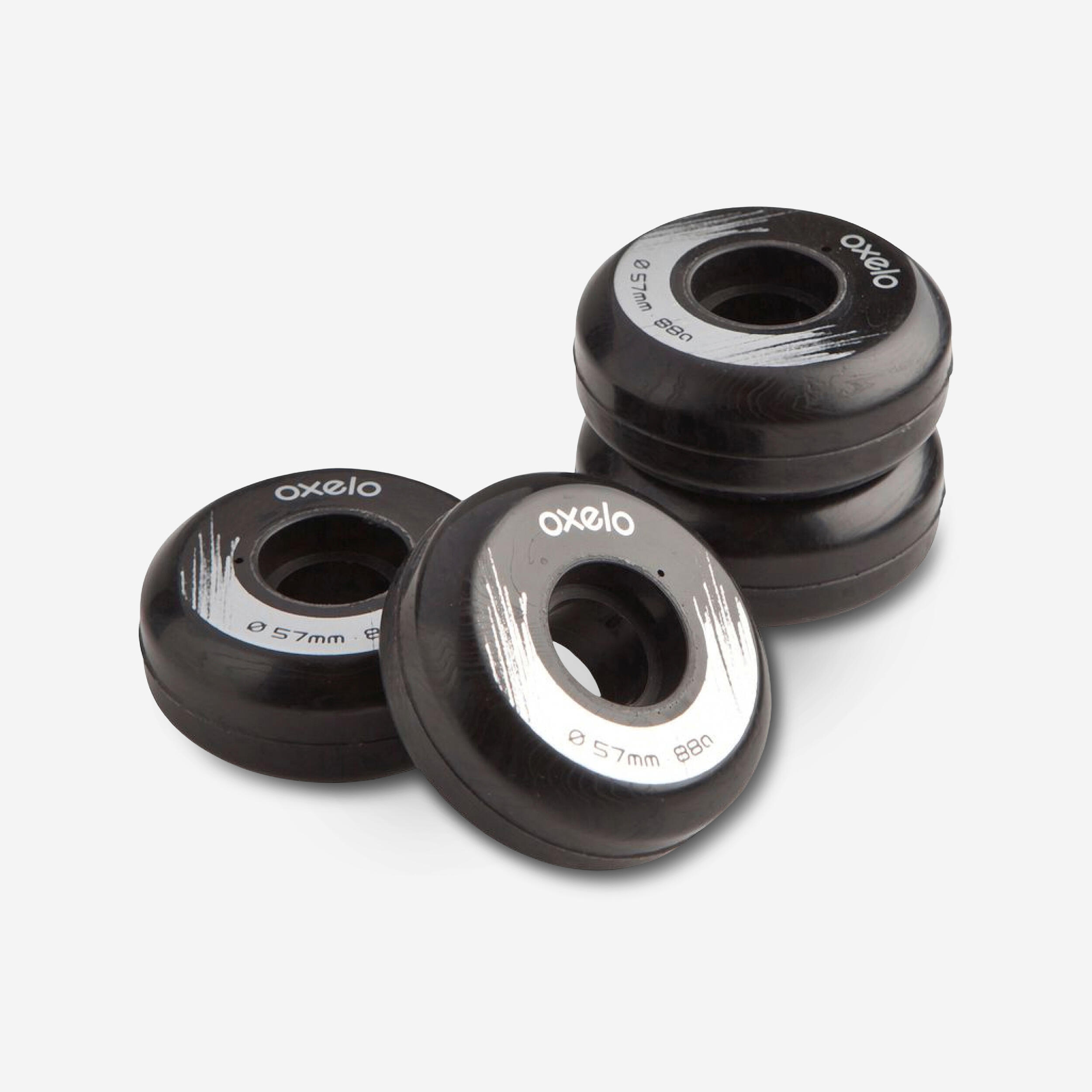 Street 57mm 88A Inline Skate Wheels 4-Pack - Black 1/2