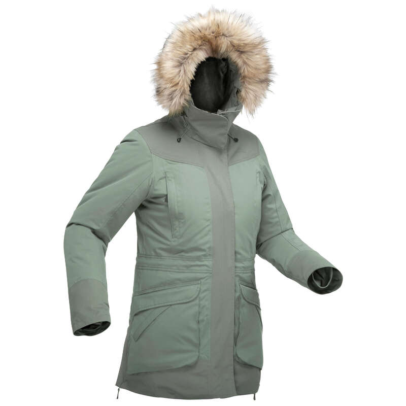 WOMEN SNOW HIKING WARM JACKETS Hiking - SH500 Parka Women's Waterproof Jacket - Khaki QUECHUA - Hiking Jackets