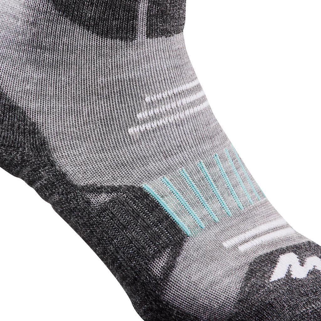 Wandersocken Winterwandern SH520 X-Warm Halbhoch Kinder blau/grau