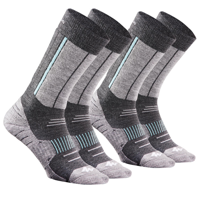 Chaussettes de randonnée neige adulte SH520 x-warm mi-hauteur grises ice Chaussettes de randonnée neige adulte SH520 x-warm mi-hauteur grises ice