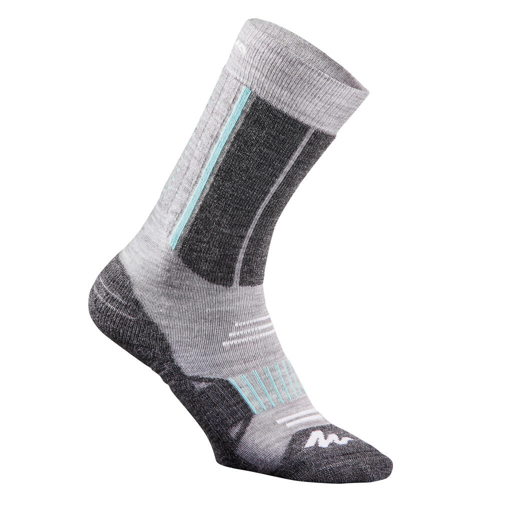 Wandersocken Winterwandern SH520 X-Warm Halbhoch Kinder blau/grau