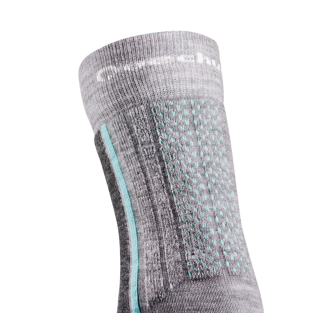 Wandersocken Winterwandern SH520 X-Warm Halbhoch Kinder blau/grau