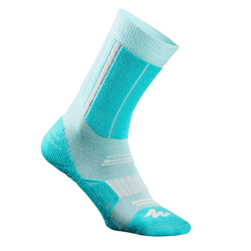 Wandersocken Winterwandern SH520 X-Warm Halbhoch Kinder blau/grau