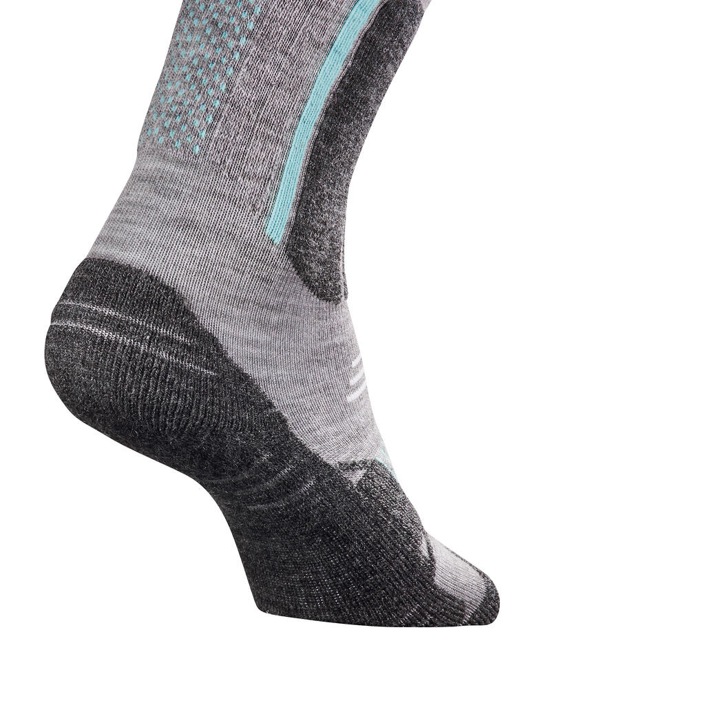 Wandersocken Winterwandern SH520 X-Warm Halbhoch Kinder blau/grau