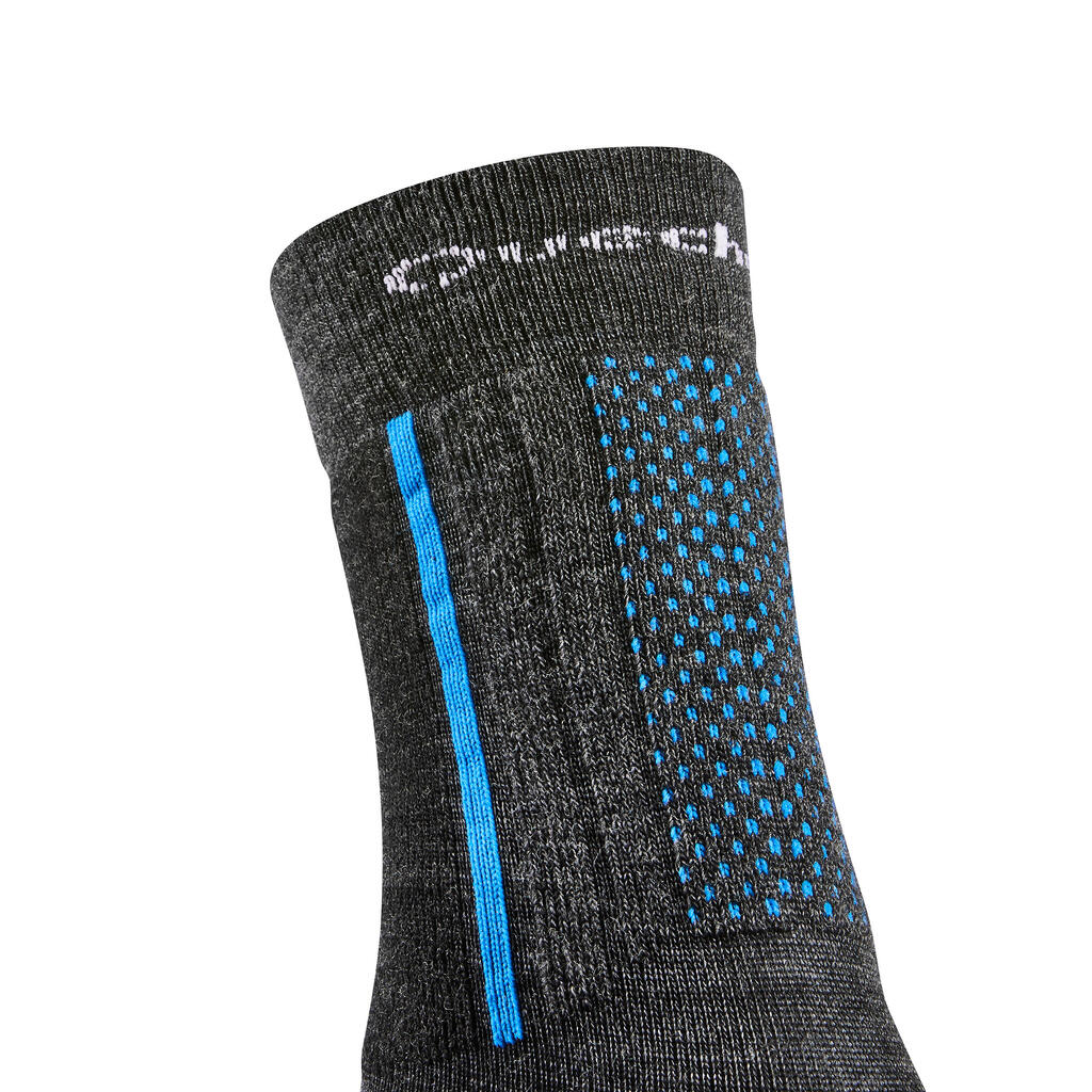 Junior Snow Hiking Socks SH520 X-Warm Mid x 2 Pairs - Blue/Grey