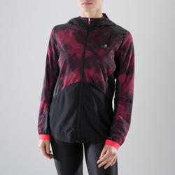 520 Women's Fitness Cardio Training Hooded Jacket - Black/Print