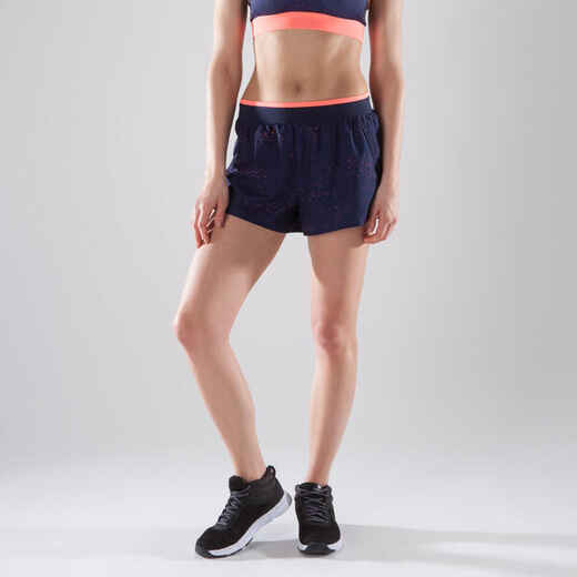 
      120 Women's Cardio Fitness Shorts - Navy/Coral Print
  