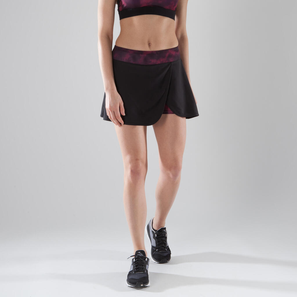 500 Women's Cardio Fitness Skort - Black/Pink