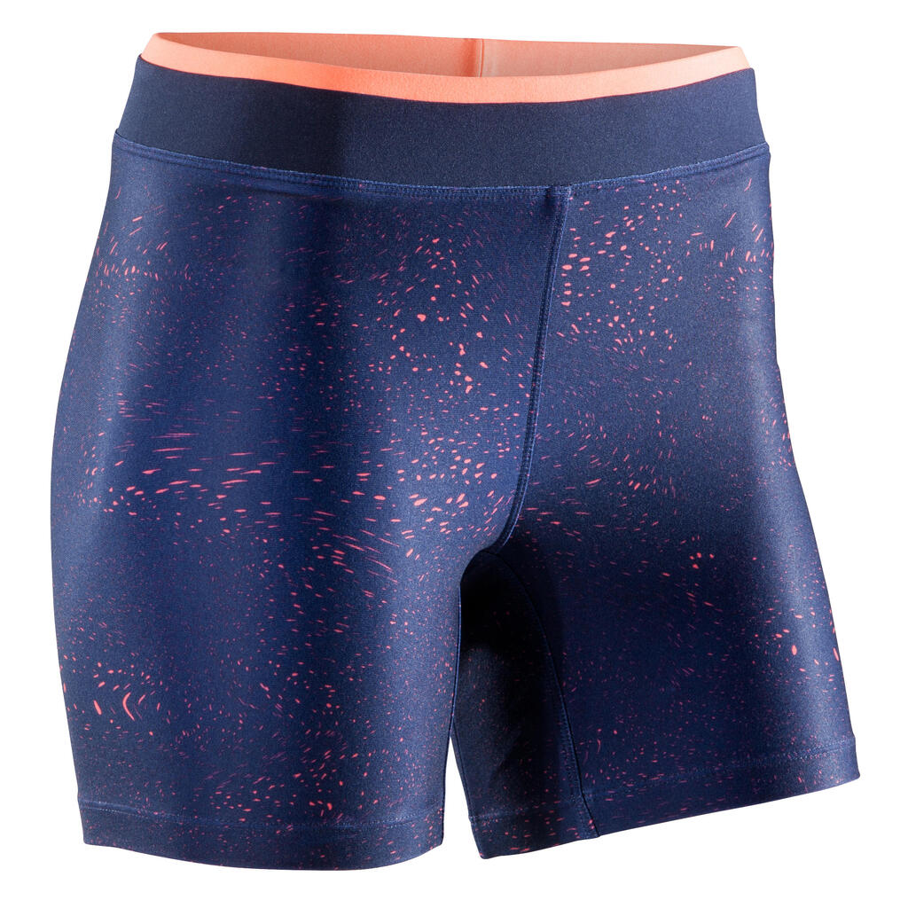 120 Women's Cardio Fitness Shorts - Navy/Coral Print