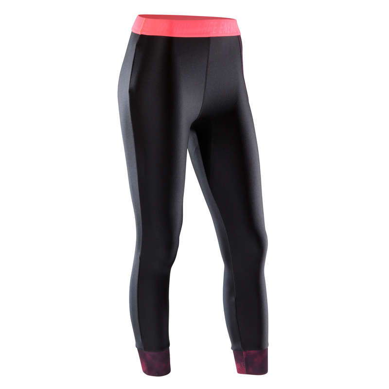 DOMYOS 500 Women's Cardio Fitness 7/8 Leggings - Black/Pink...