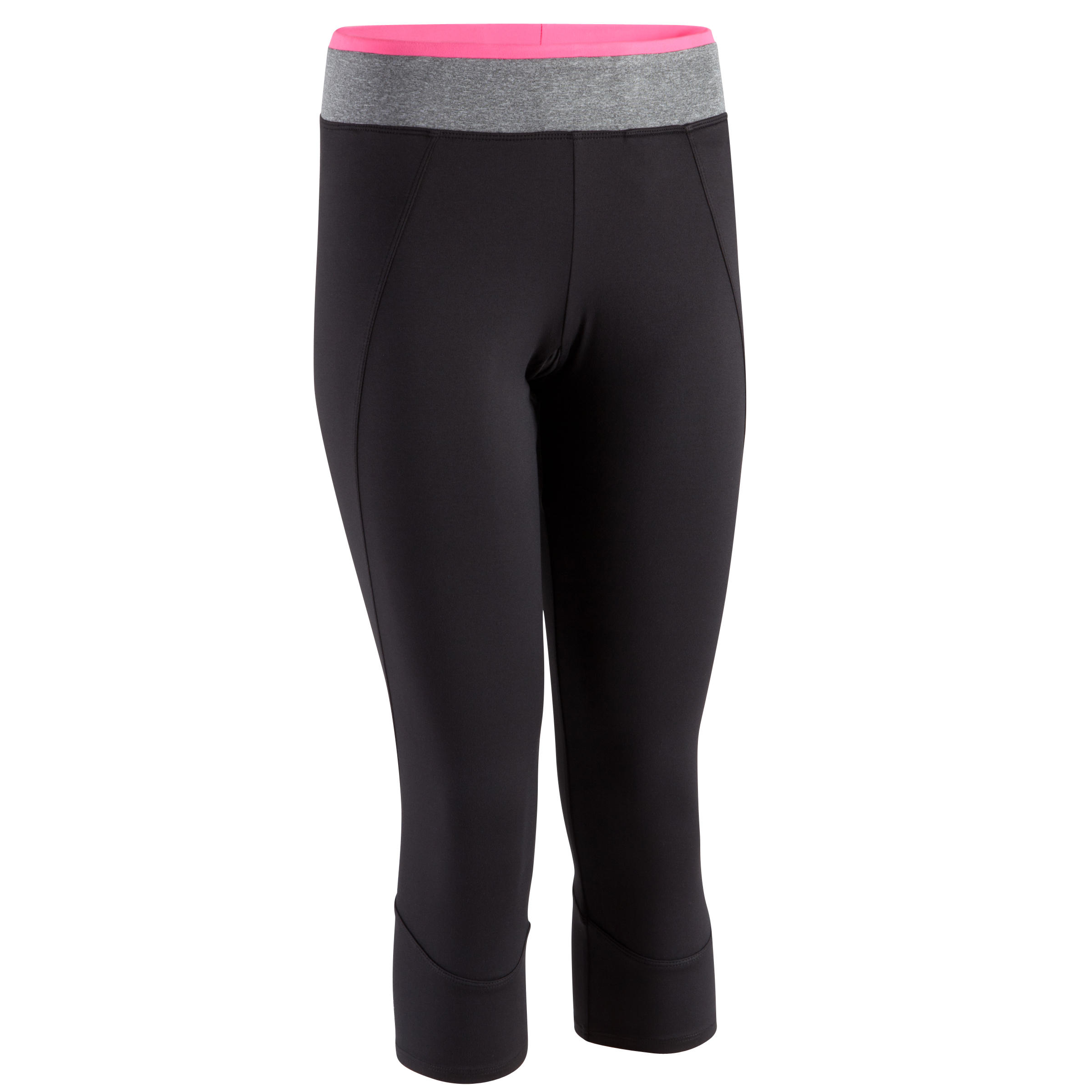 Energy Women's Fitness 7/8 Leggings - Black with Grey/Pink Waistband 1/12