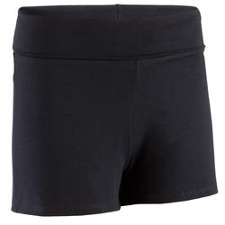Short en coton biologique gym douce, yoga, pilates femme noir